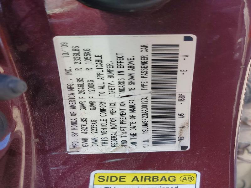 50986256 :رقم المزاد ، 19UUA9F23AA001233 vin ، 2010 Acura Tl مزاد بيع