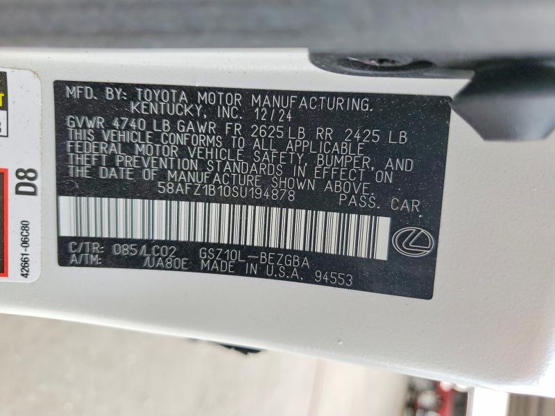 Aukcja sprzedaży 2025 Lexus Es 350, vin: 58AFZ1B10SU194878, numer aukcji: 48000026
