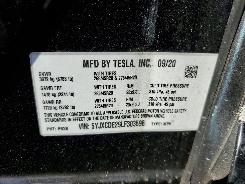 Продаж на аукціоні авто 2020 Tesla Model X, vin: 5YJXCDE29LF303596, номер лоту: 51609246