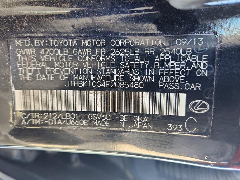 Aukcja sprzedaży 2014 Lexus Es, vin: JTHBK1GG4E2085480, numer aukcji: 50285586