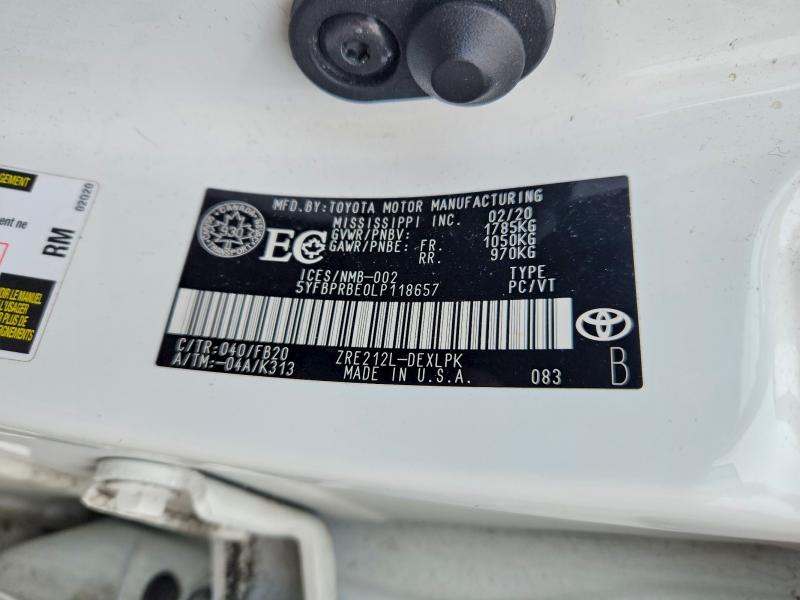 Aukcja sprzedaży 2020 Toyota Corolla, vin: 5YFBPRBE0LP118657, numer aukcji: 47972306