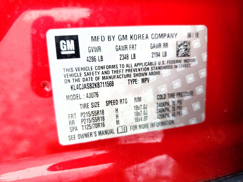 Aukcja sprzedaży 2019 Buick Encore, vin: KL4CJASB2KB711568, numer aukcji: 49066876