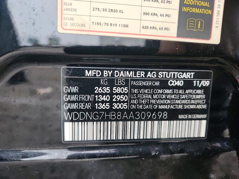 Продажа на аукционе авто 2010 Mercedes-benz S, vin: WDDNG7HB8AA309698, номер лота: 49328476