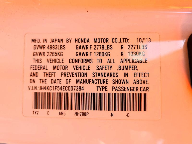 2014 Acura Rlx მანქანა იყიდება აუქციონზე, vin: JH4KC1F54EC007384, აუქციონის ნომერი: 50596166