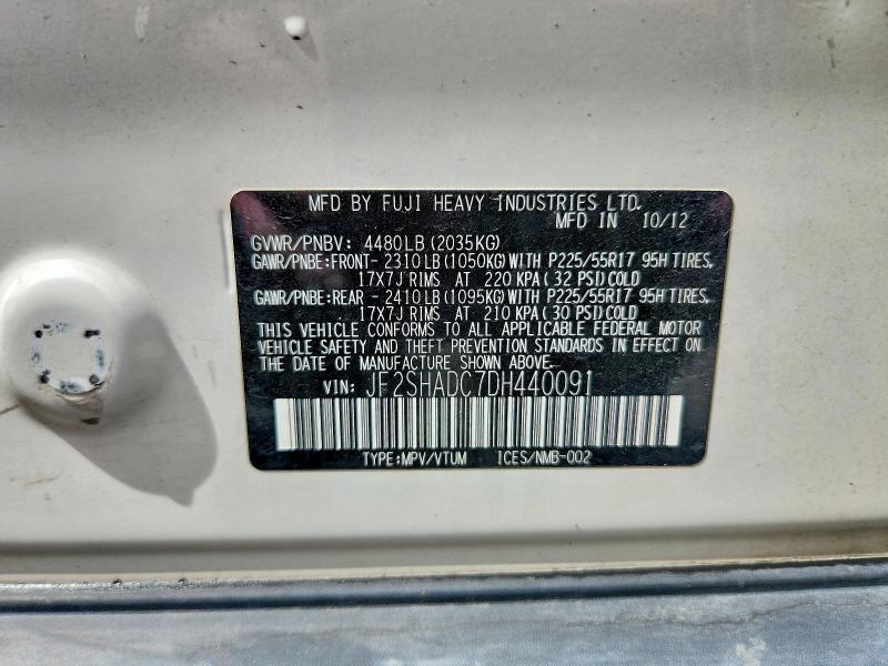 49112576 :رقم المزاد ، JF2SHADC7DH440091 vin ، 2013 Subaru Forester مزاد بيع