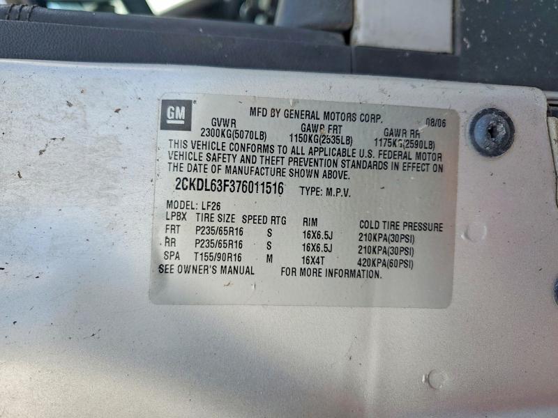 Продаж на аукціоні авто 2007 Pontiac Torrent, vin: 2CKDL63F376011516, номер лоту: 48963716
