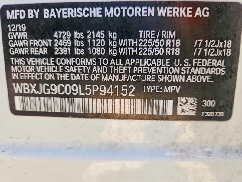 41628456 :رقم المزاد ، WBXJG9C09L5P94152 vin ، 2020 Bmw X1 مزاد بيع