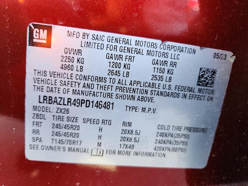 49148126 :رقم المزاد ، LRBAZLR49PD146481 vin ، 2023 Buick Envision مزاد بيع