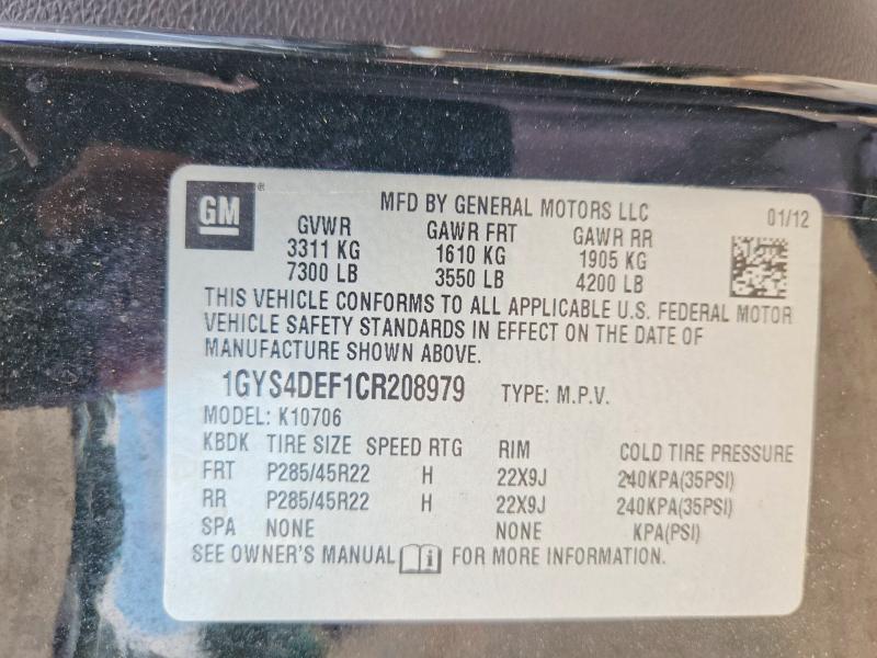 Auction sale of the 2012 Cadillac Escalade, vin: 1GYS4DEF1CR208979, lot number: 50978216