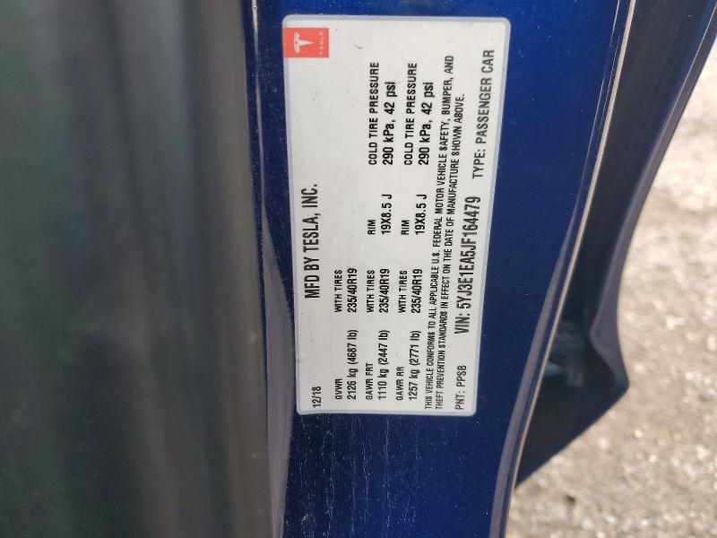 2018 Tesla Model 3 მანქანა იყიდება აუქციონზე, vin: 5YJ3E1EA5JF164479, აუქციონის ნომერი: 50584276
