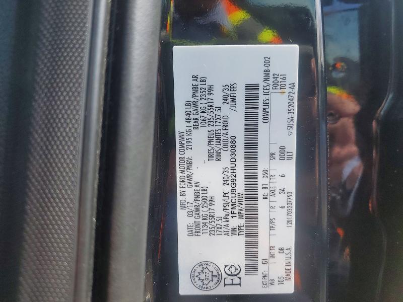 Aukcja sprzedaży 2017 Ford Escape, vin: 1FMCU9G92HUD30880, numer aukcji: 50473306