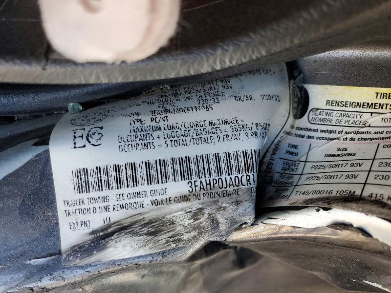 Aukcja sprzedaży 2012 Ford Fusion, vin: 3FAHP0JA0CR111065, numer aukcji: 48743296