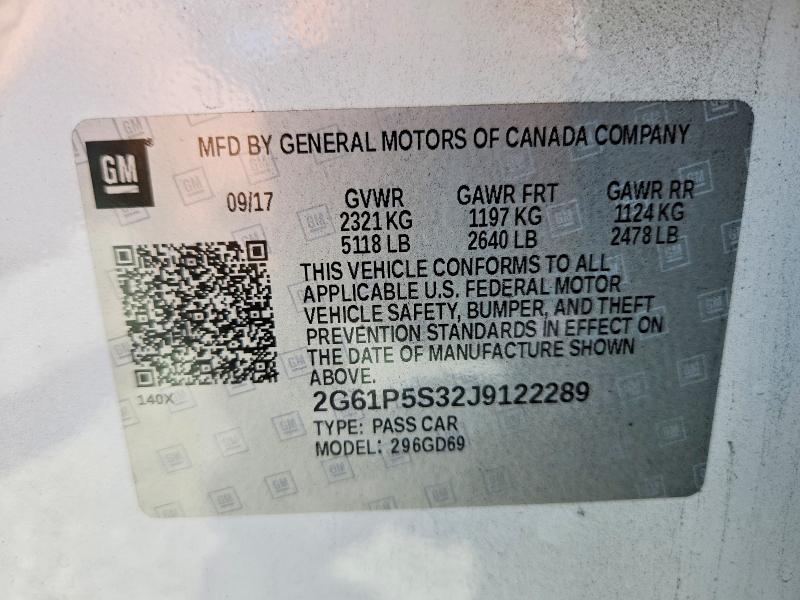 50454676 :رقم المزاد ، 2G61P5S32J9122289 vin ، 2018 Cadillac Xts مزاد بيع