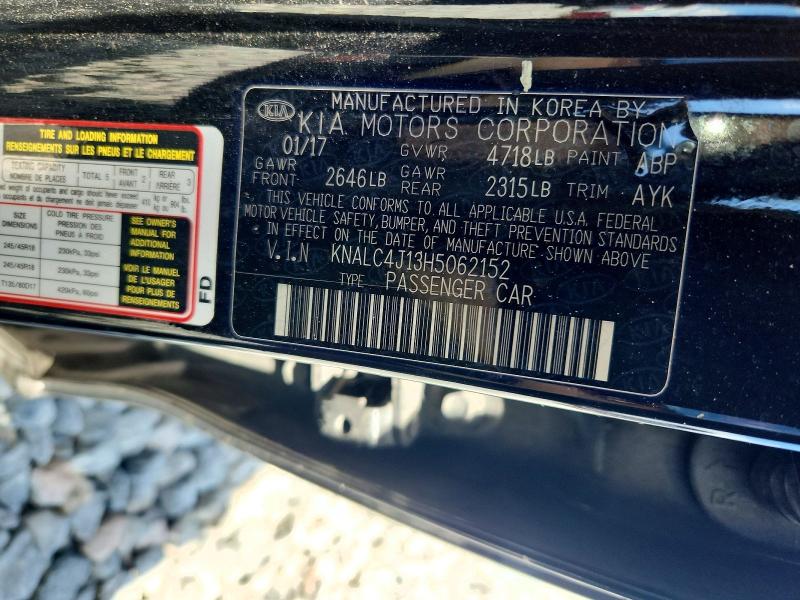 Aukcja sprzedaży 2017 Kia Cadenza, vin: KNALC4J13H5062152, numer aukcji: 50487186
