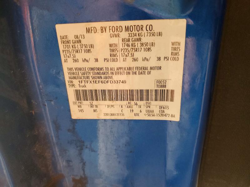 2013 Ford F150 მანქანა იყიდება აუქციონზე, vin: 1FTFX1EF6DFD33749, აუქციონის ნომერი: 50311206
