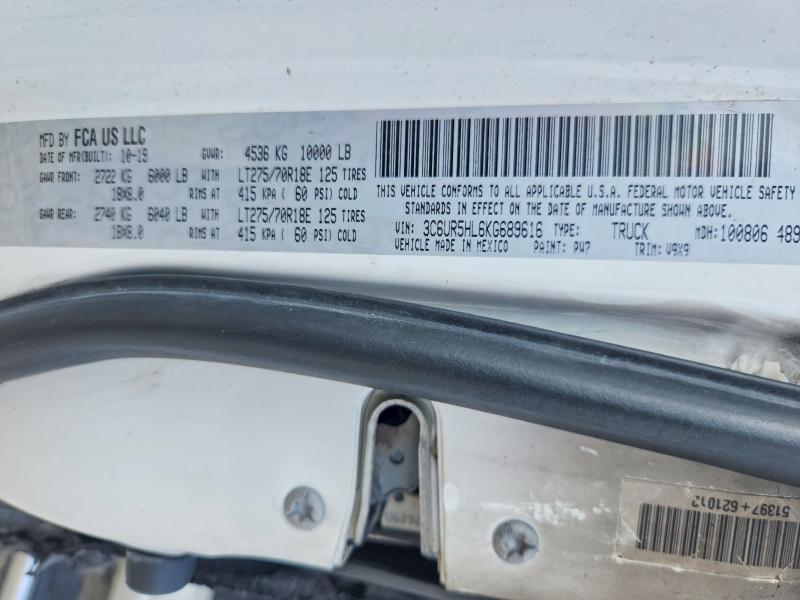 Продаж на аукціоні авто 2019 Ram 2500, vin: 3C6UR5HL6KG689616, номер лоту: 48316226
