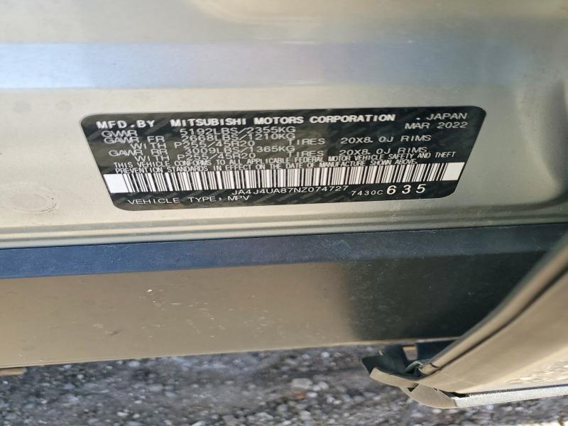 Продаж на аукціоні авто 2022 Mitsubishi Outlander, vin: JA4J4UA87NZ074727, номер лоту: 49641126