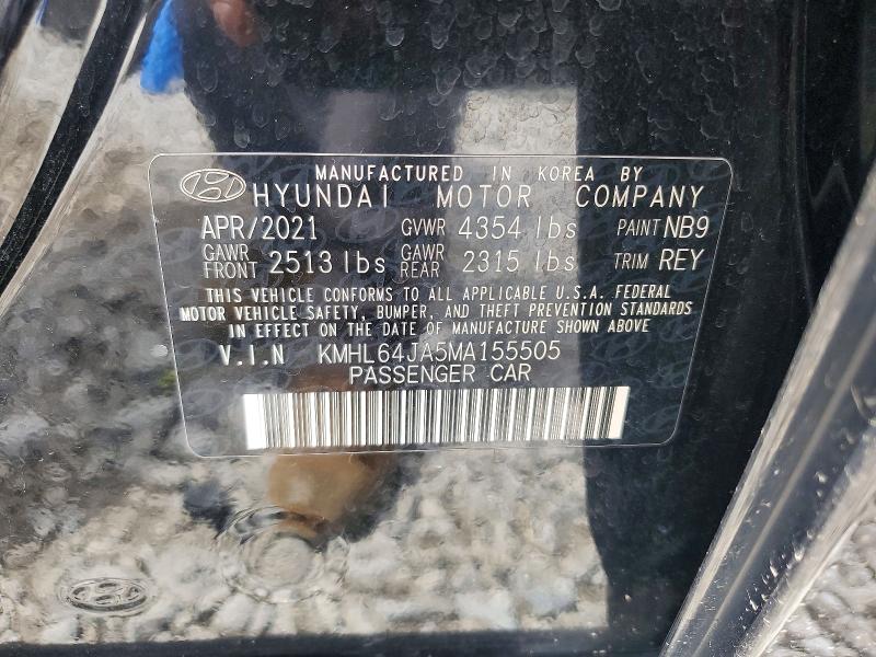 Продаж на аукціоні авто 2021 Hyundai Sonata, vin: KMHL64JA5MA155505, номер лоту: 47665106