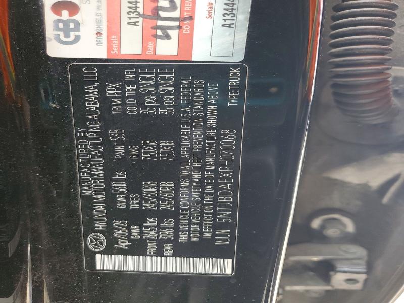 2023 Hyundai Santa Cruz მანქანა იყიდება აუქციონზე, vin: 5NTJBDAEXPH070068, აუქციონის ნომერი: 48836376
