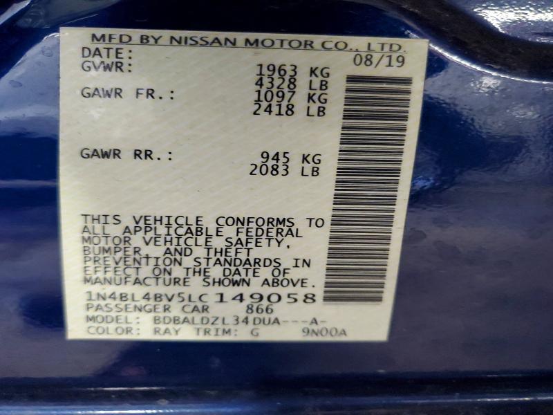 2020 Nissan Altima მანქანა იყიდება აუქციონზე, vin: 1N4BL4BV5LC149058, აუქციონის ნომერი: 50659656