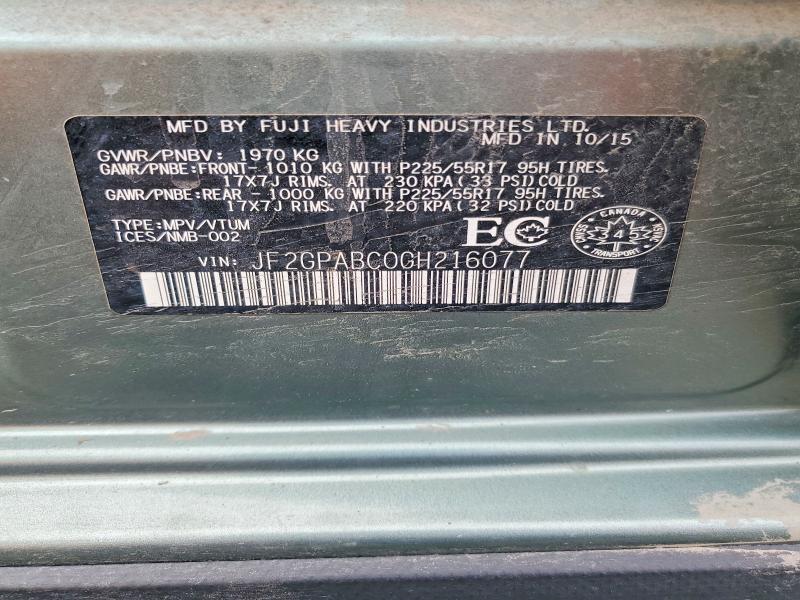 Продаж на аукціоні авто 2016 Subaru Crosstrek, vin: JF2GPABC0GH216077, номер лоту: 49365306