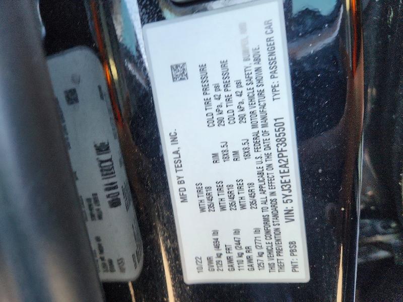 Aukcja sprzedaży 2023 Tesla Model 3, vin: 5YJ3E1EA2PF385501, numer aukcji: 49821336