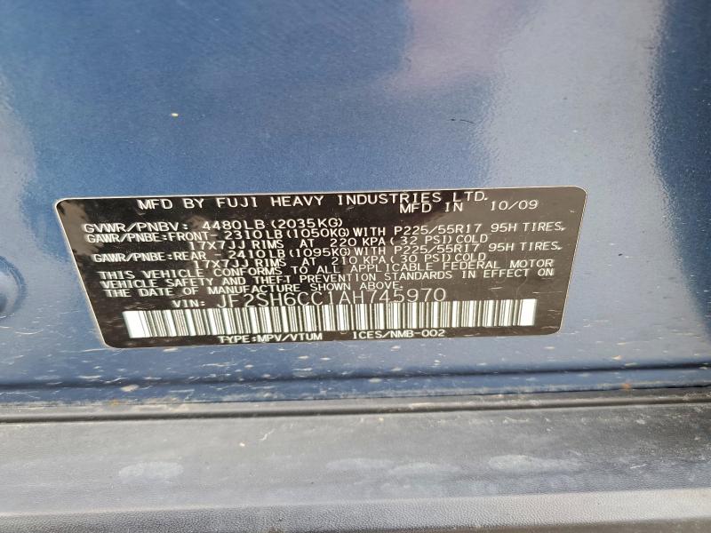 2010 Subaru Forester მანქანა იყიდება აუქციონზე, vin: JF2SH6CC1AH745970, აუქციონის ნომერი: 49631236