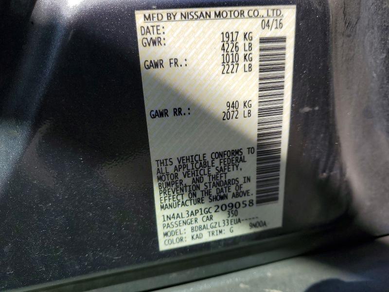 49148496 :رقم المزاد ، 1N4AL3AP1GC209058 vin ، 2016 Nissan Altima مزاد بيع