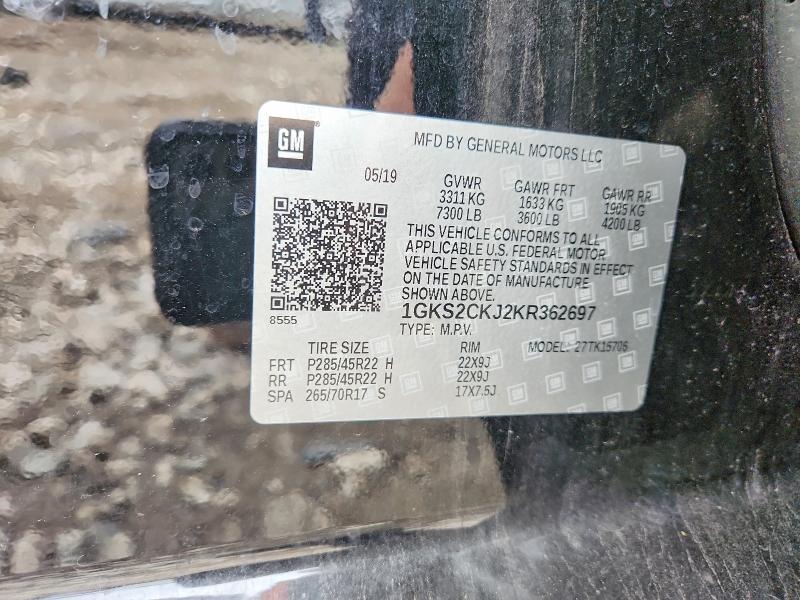 Aukcja sprzedaży 2019 Gmc Yukon, vin: 1GKS2CKJ2KR362697, numer aukcji: 51226316