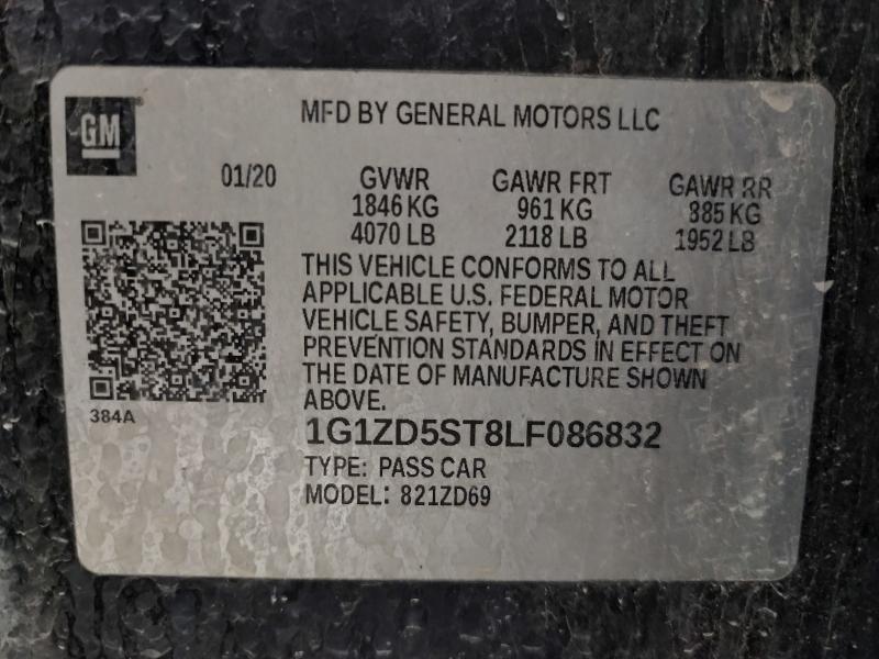 Продаж на аукціоні авто 2020 Chevrolet Malibu, vin: 1G1ZD5ST8LF086832, номер лоту: 51458896