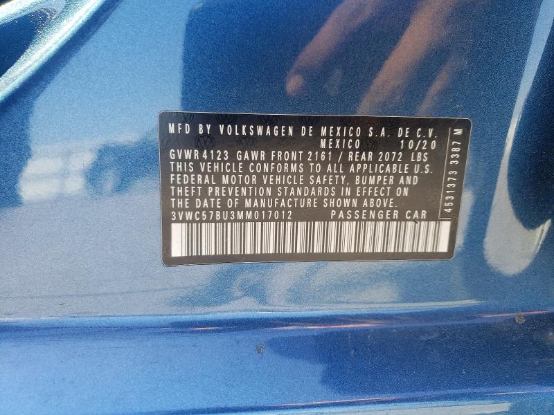 Aukcja sprzedaży 2021 Volkswagen Jetta, vin: 3VWC57BU3MM017012, numer aukcji: 50062576