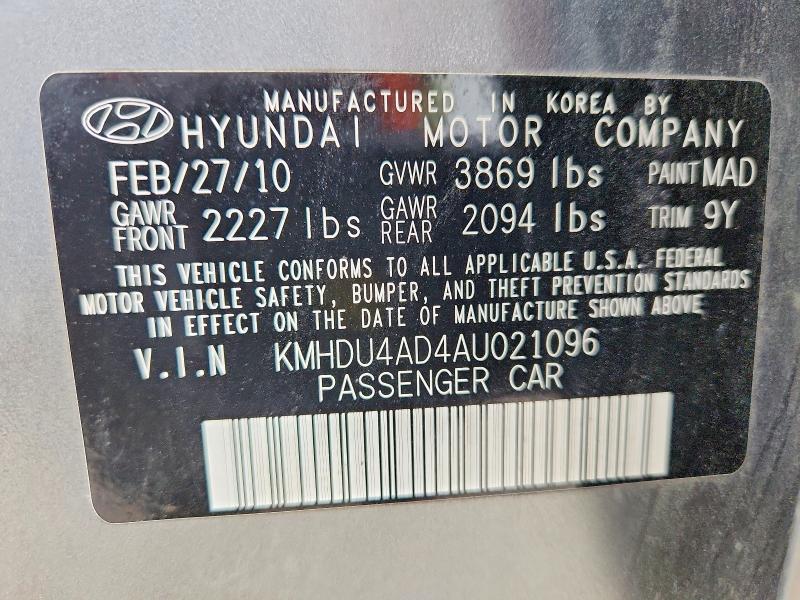 Продаж на аукціоні авто 2010 Hyundai Elantra, vin: KMHDU4AD4AU021096, номер лоту: 48348196