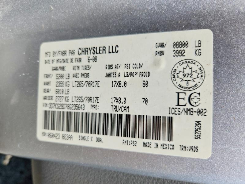 Продажа на аукционе авто 2008 Dodge Ram 2500, vin: 3D7KS29D78G235643, номер лота: 51685486