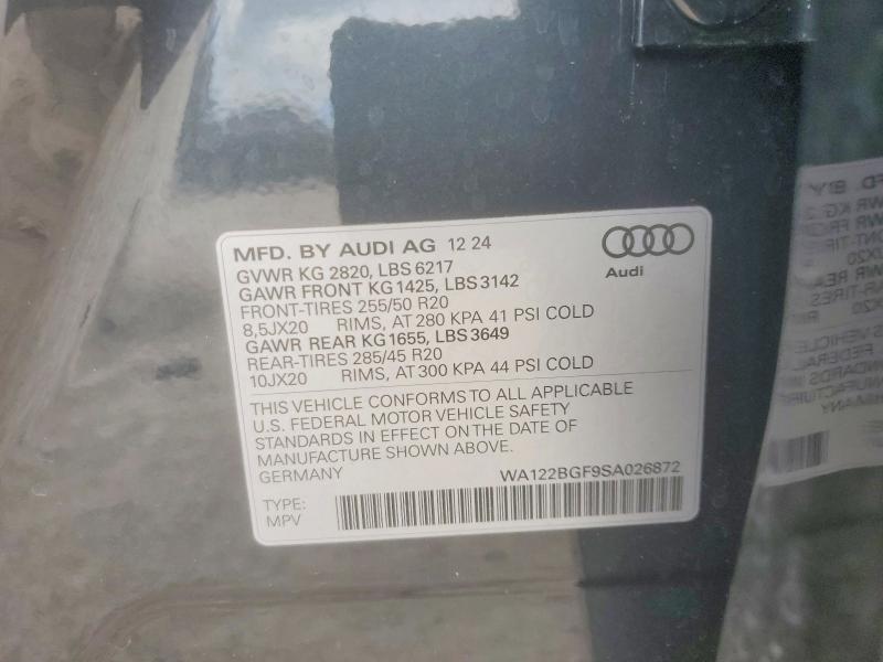 48205346 :رقم المزاد ، WA122BGF9SA026872 vin ، 2025 Audi Q6 E-tron مزاد بيع