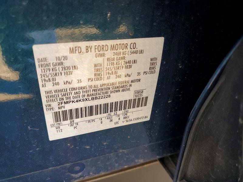 Продажа на аукционе авто 2020 Ford Edge, vin: 2FMPK4K9XLBB22228, номер лота: 51461206
