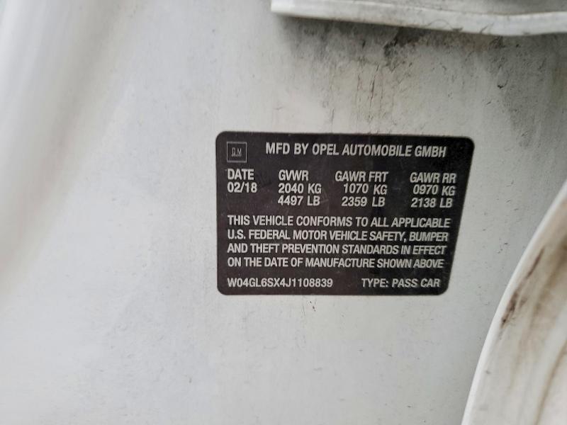 Продажа на аукционе авто 2018 Buick Regal, vin: W04GL6SX4J1108839, номер лота: 51382106