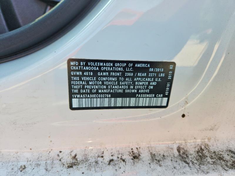 Aukcja sprzedaży 2014 Volkswagen Passat, vin: 1VWAS7A30EC032756, numer aukcji: 50350256
