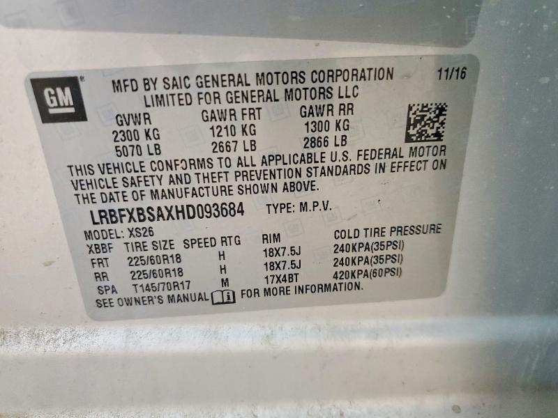 Продажа на аукционе авто 2017 Buick Envision, vin: LRBFXBSAXHD093684, номер лота: 49467466