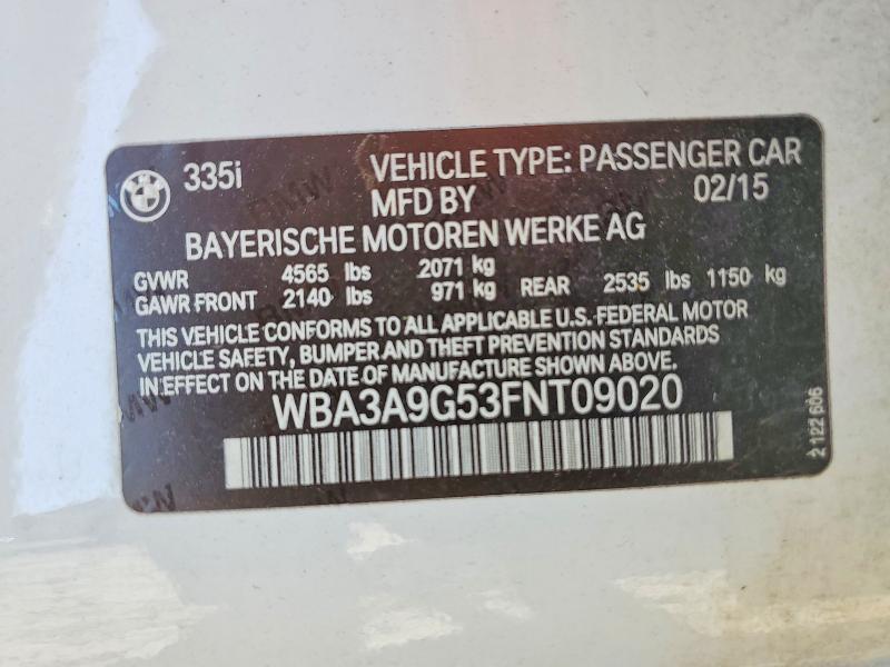 Продажа на аукционе авто 2015 Bmw 335, vin: WBA3A9G53FNT09020, номер лота: 49386026