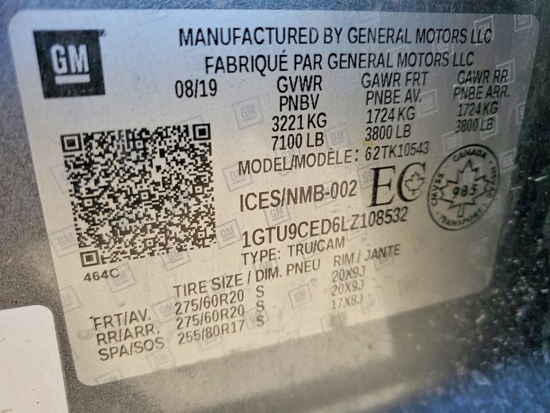 2020 Gmc Sierra მანქანა იყიდება აუქციონზე, vin: 1GTU9CED6LZ108532, აუქციონის ნომერი: 50229556