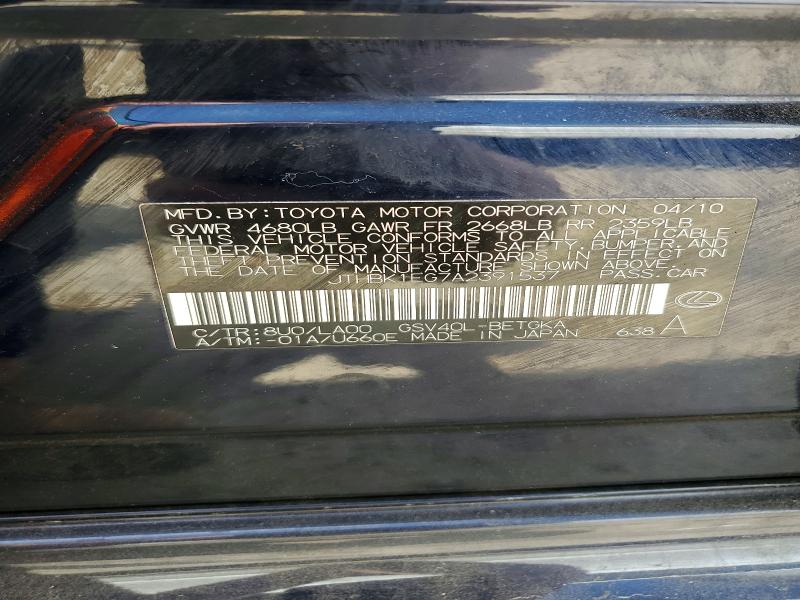 Aukcja sprzedaży 2010 Lexus Es, vin: JTHBK1EG7A2391537, numer aukcji: 51256466