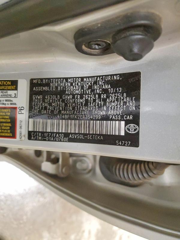 Aukcja sprzedaży 2014 Toyota Camry, vin: 4T4BF1FK2ER354299, numer aukcji: 51092856