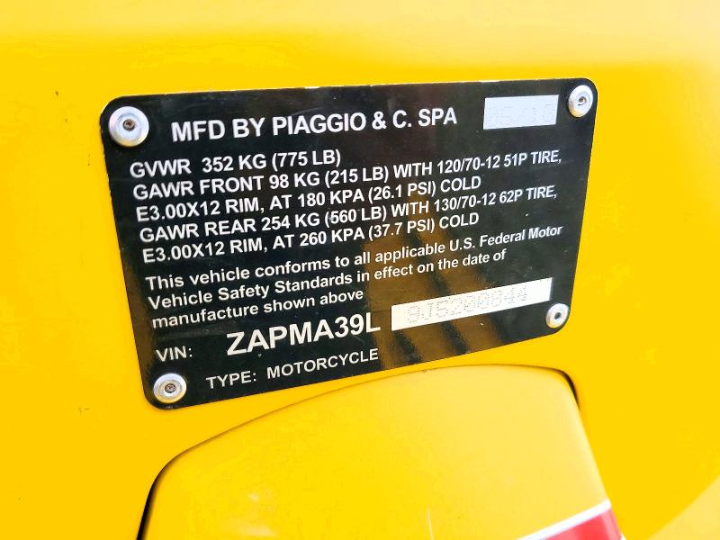 Продажа на аукционе авто 2018 Vespa Gts/sei Giorni, vin: ZAPMA39L9J5200844, номер лота: 49430976