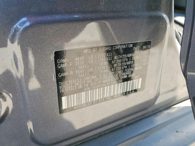 Продажа на аукционе авто 2019 Subaru Outback, vin: 4S4BSANC8K3382108, номер лота: 48817786