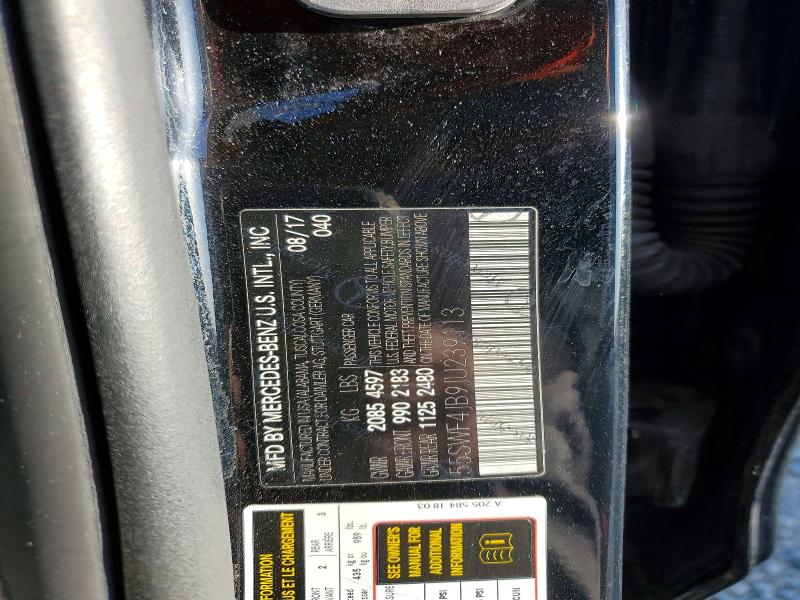 2018 Mercedes-benz C მანქანა იყიდება აუქციონზე, vin: 55SWF4JB9JU239113, აუქციონის ნომერი: 50228296