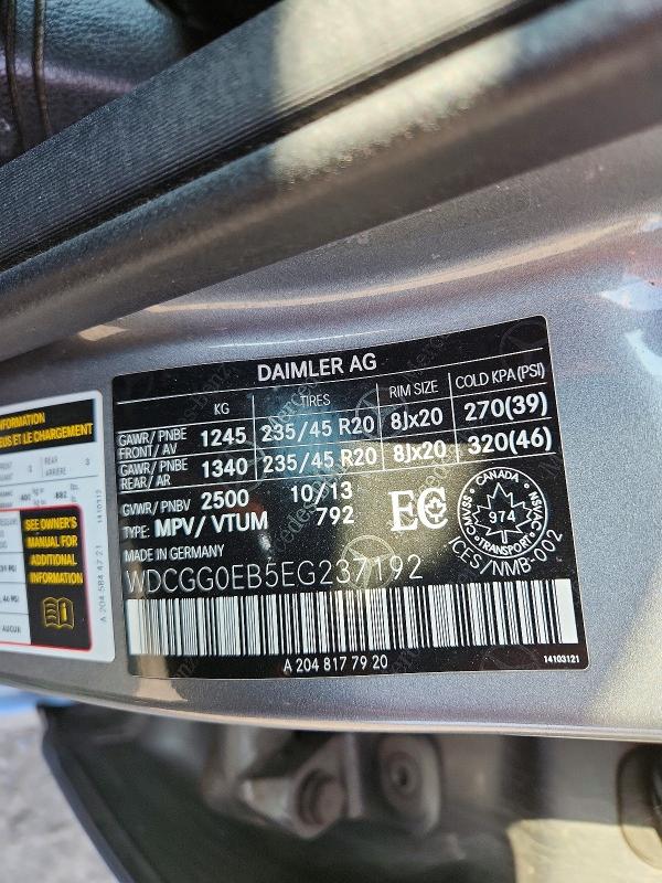 Продажа на аукционе авто 2014 Mercedes-benz Glk, vin: WDCGG0EB5EG237192, номер лота: 50885706