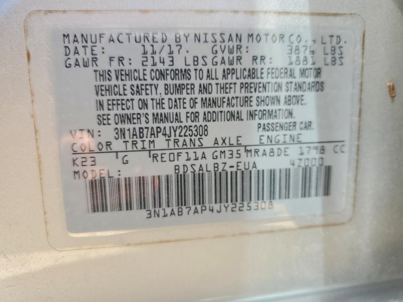 50949346 :رقم المزاد ، 3N1AB7AP4JY225308 vin ، 2018 Nissan Sentra مزاد بيع