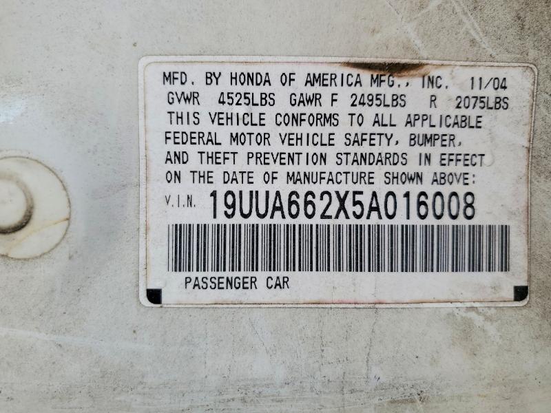 Aukcja sprzedaży 2005 Acura Tl, vin: 19UUA662X5A016008, numer aukcji: 48803386