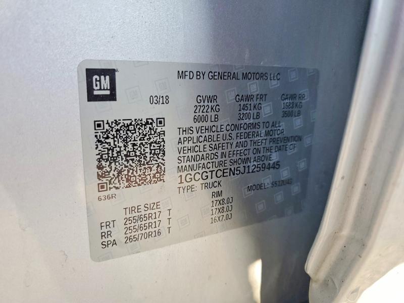 Продажа на аукционе авто 2018 Chevrolet Colorado, vin: 1GCGTCEN5J1259445, номер лота: 49428896
