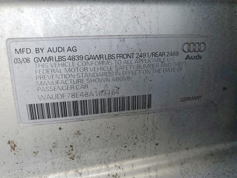 49621666 :رقم المزاد ، WAUDF78E48A163164 vin ، 2008 Audi A4 مزاد بيع